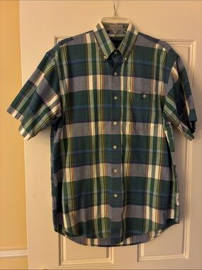 Clay Brooke Green Plaid Short-Sleeve Button-Down Shirt